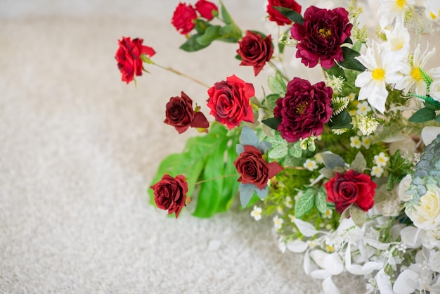 Wedding flower decoration selective focus soft focus of white flower