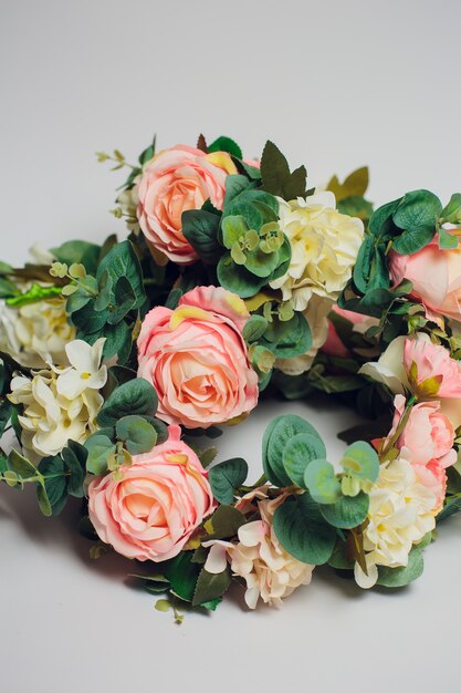 Wedding flowers crown on a white background