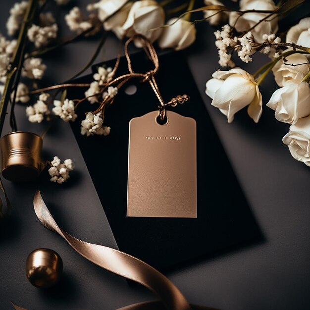 Photo wedding gift tag mockup