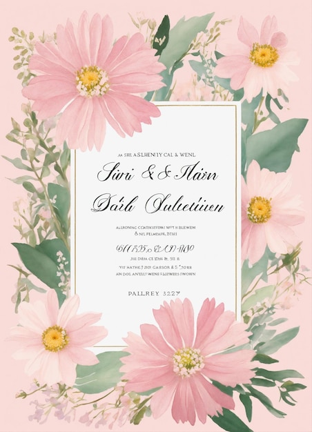 Photo wedding invitation card mockup