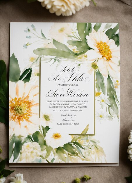 Photo wedding invitation card mockup