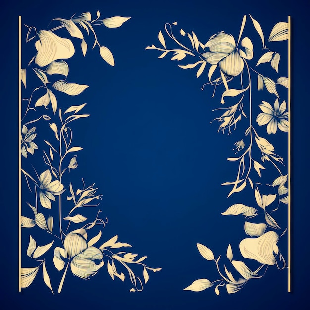 Wedding invitation card royal blue color vector style