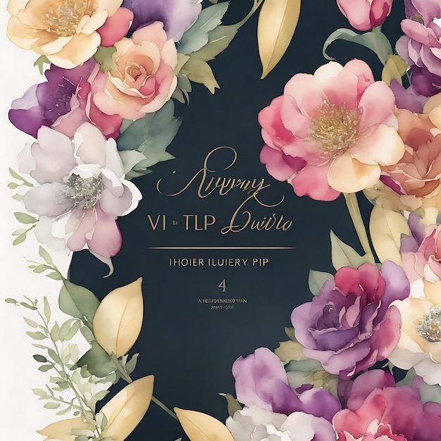 a wedding invitation card with flower