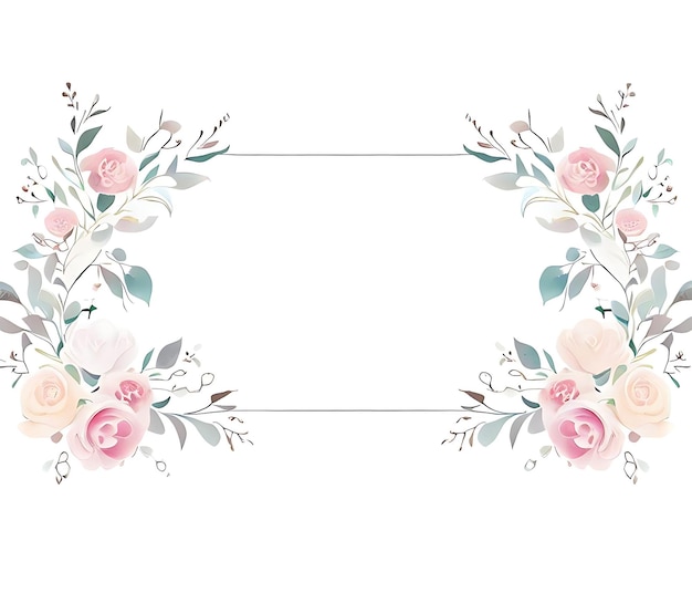 Photo wedding invitation floral border photo