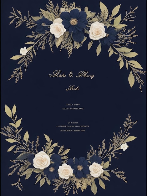 Wedding invitation magenta hibiscus daisy floral background