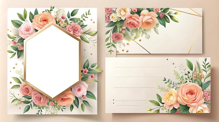 Photo wedding invitation mockup with calendar with a frame that says spring in the corner
