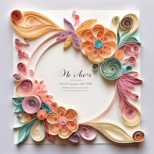 Photo wedding invitation quilling art