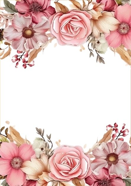 wedding invitation set with beautiful flowers and leaves