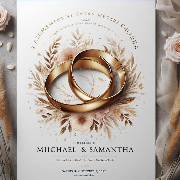 a wedding invitation for a wedding ceremony with a floral pattern