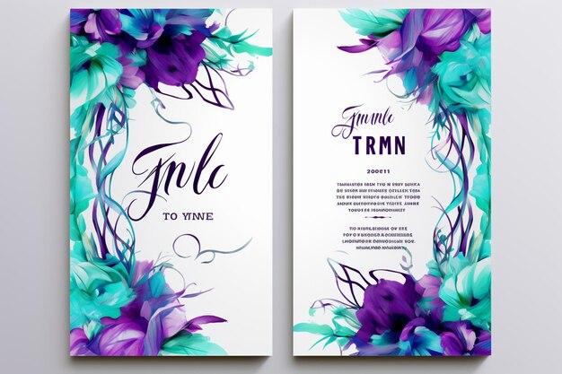 Wedding invitation with colorful floral frame