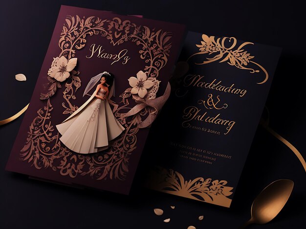 Photo a wedding invitation with a picture of a man and woman