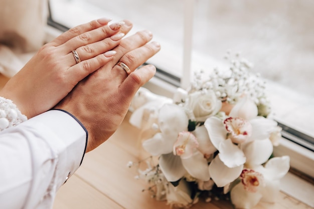 Wedding married bride and groom celebrate their engagement