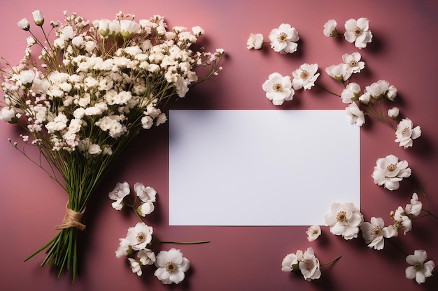 Wedding Mockup with White Paper and Flowers