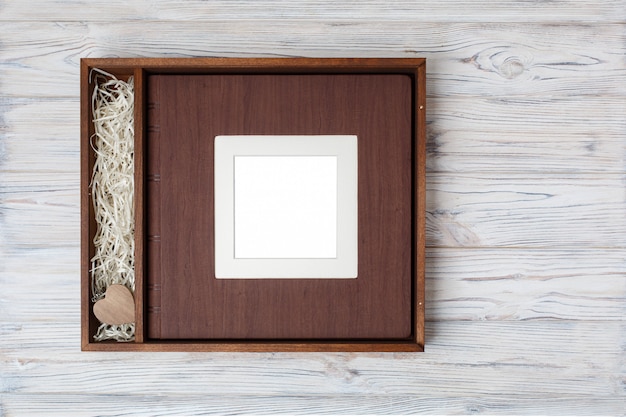 Wedding photo book with wooden box. 