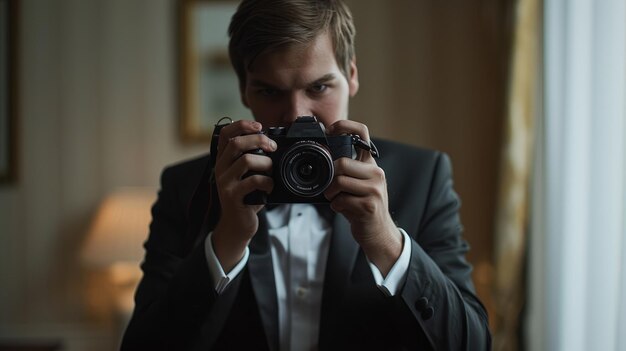 Wedding Photographer dressed in semiformal attire