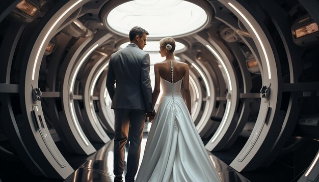 사진 우주에서 결혼식 사진작가 미래의 결혼식