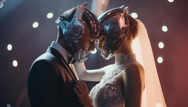 Wedding photographer in space futuristic wedding