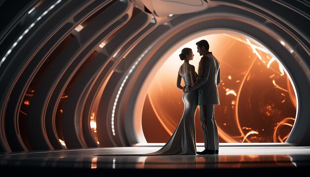 Wedding photographer in space futuristic wedding