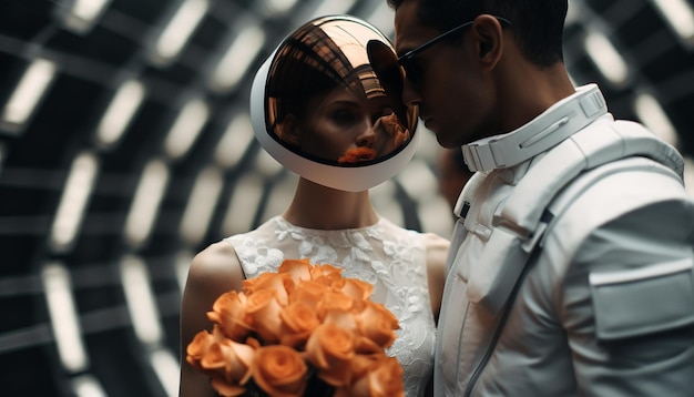 Wedding photographer in space futuristic wedding