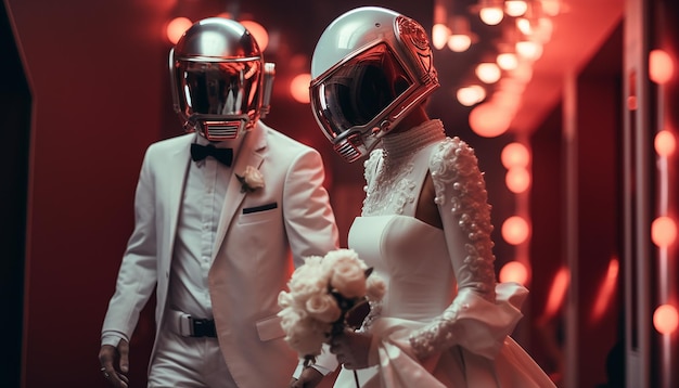 Wedding photographer in space futuristic wedding