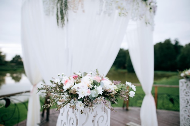 Wedding reception ceremony table with flowersx9