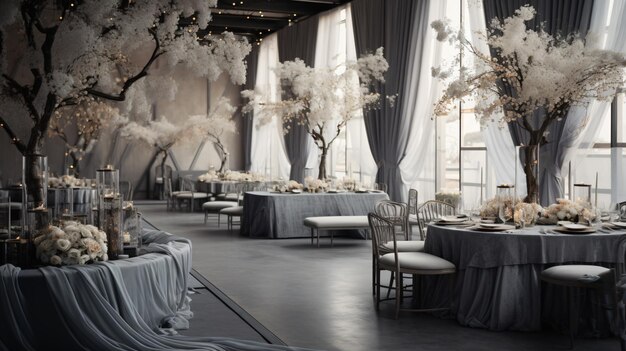 Photo wedding reception in greywedding decor