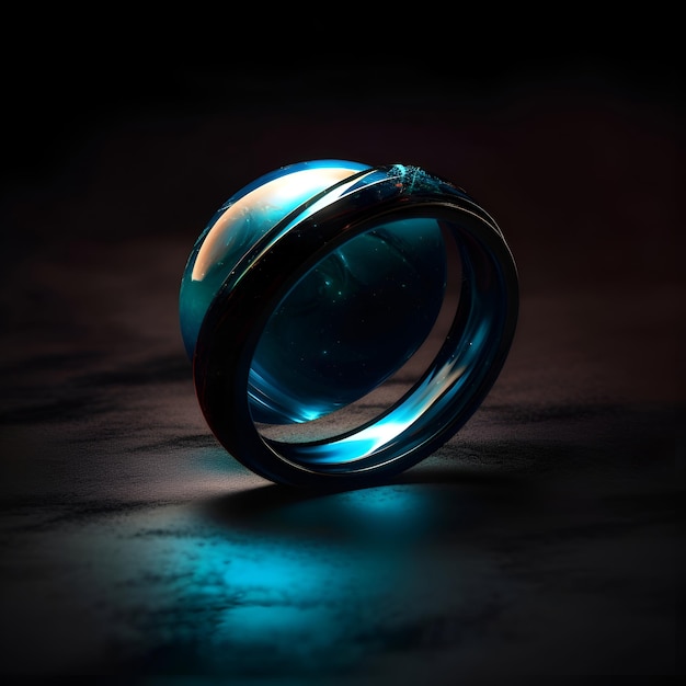 Photo wedding ring on a dark background with light and shadows