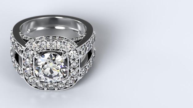 Wedding ring gold silver diamond engagement fashion marriage stone 3d render