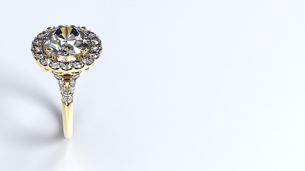 결혼 반지 금은 다이아몬드 약혼 패션 결혼 돌 3d 렌더링