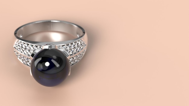 Wedding ring gold silver diamond engagement pearl fashion marriage stone 3d render