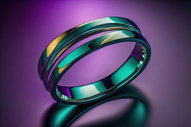 Wedding ring on a solid color background Jewelry ai generative