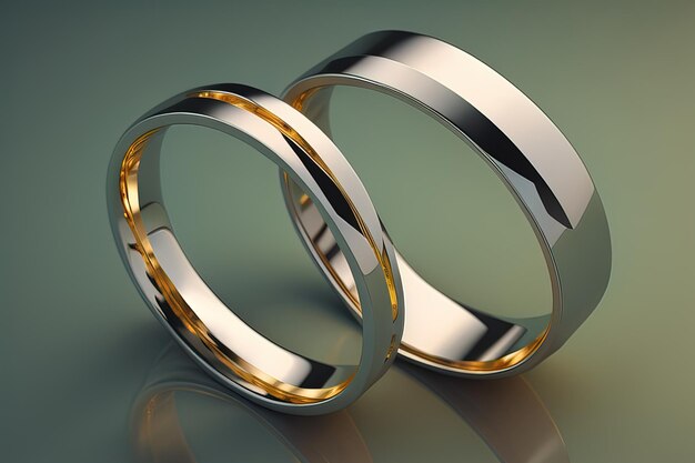 Wedding ring on a solid color background Jewelry ai generative