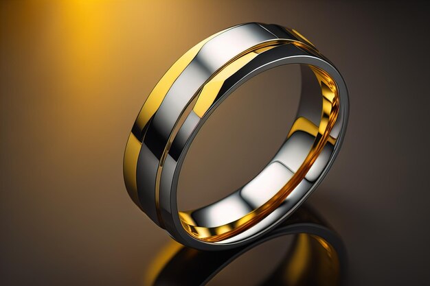 Wedding ring on a solid color background Jewelry ai generative