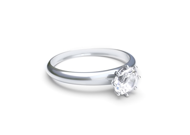 Wedding ring on white background 3d rendering