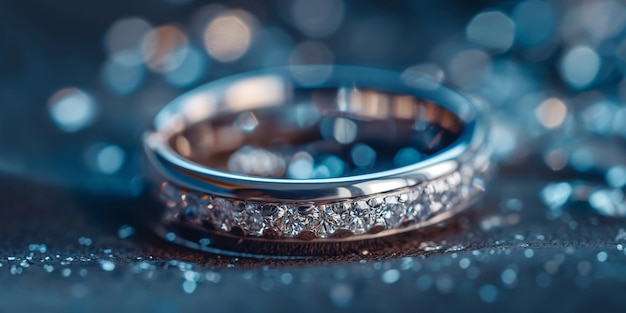 Photo a wedding ring with a diamond ring on it