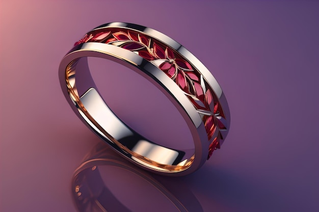 Wedding ring with diamonds on a solid color background Jewelry ai generative