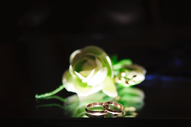 Wedding rings as a symbol of love and happyness