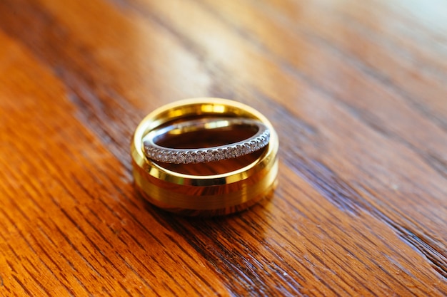 Wedding rings closeup pattern background.