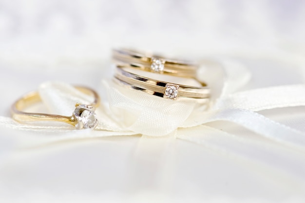 Wedding rings for engagement of bride and groom