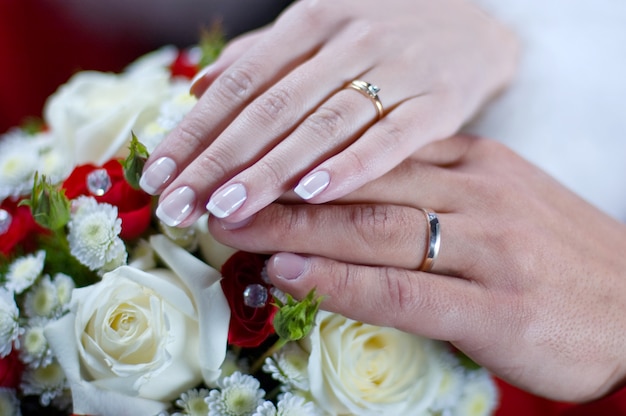 Wedding rings for engagement of bride and groom