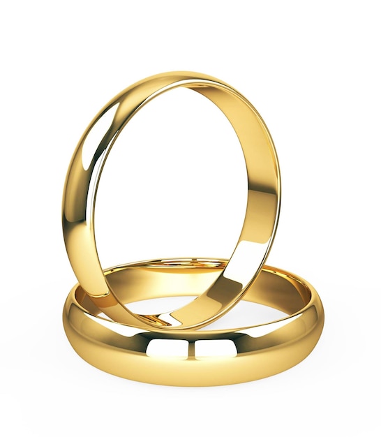 Wedding rings isolated on white 3d render