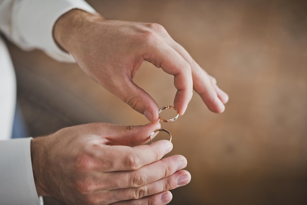 Wedding rings in mens hands 1933