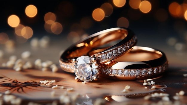 Wedding Rings Stock Image with Bokeh Background