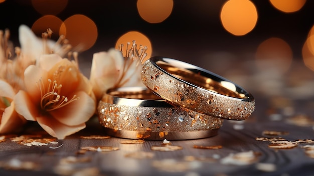 Wedding Rings Stock Image with Bokeh Background