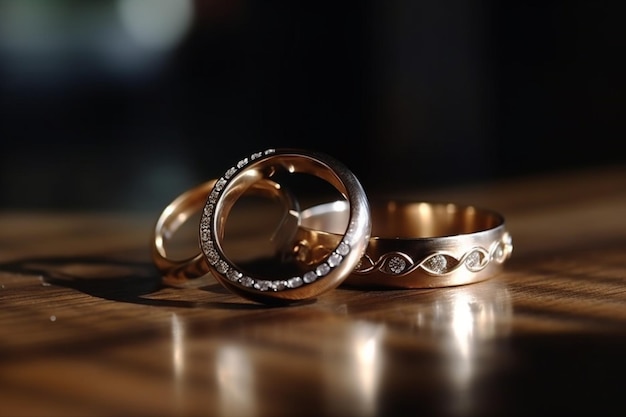 Wedding rings symbol love family High quality photo Selective focus