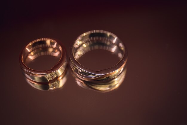 Wedding rings,vintage picture style 