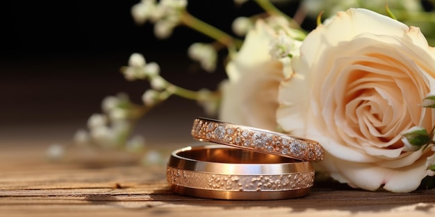 Wedding rings Wedding flowers Generative AI