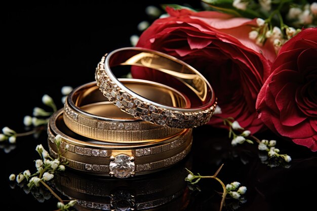 Wedding rings with flowers