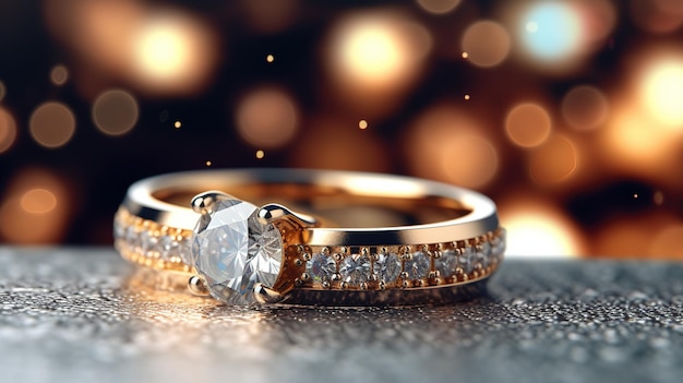 wedding rings on wooden background