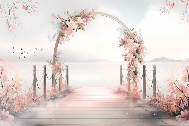 Wedding room decorated with flowers Ai Generated